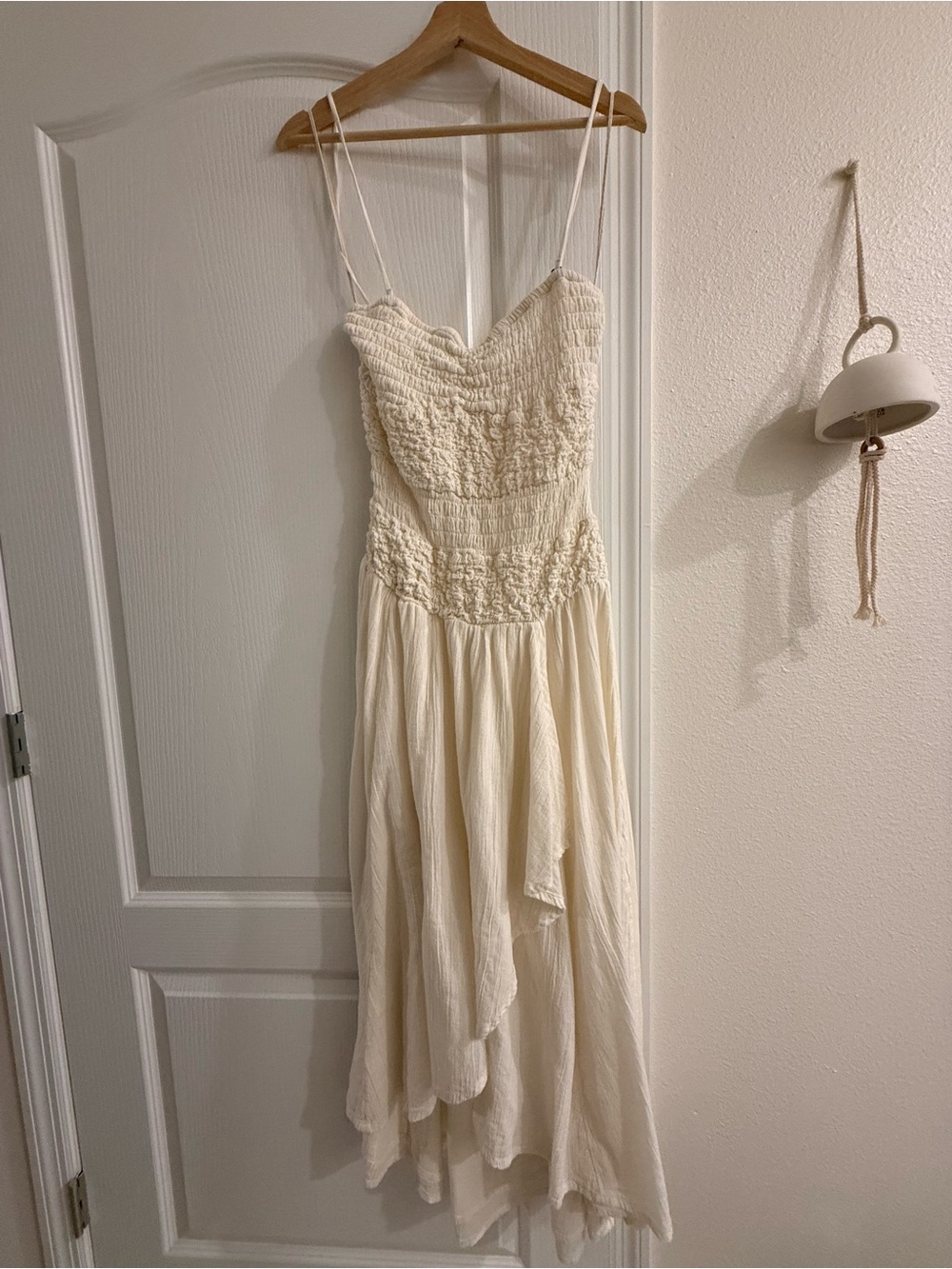 Free People Cream Smocked Dress